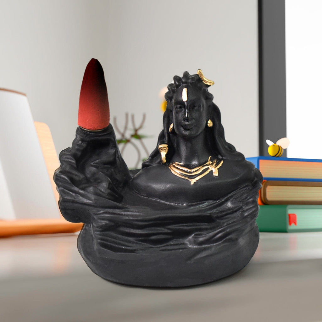 Mystical Adiyogi Shiva Backflow Incense Burner: Peaceful Waterfall Smoke Fountain Decor