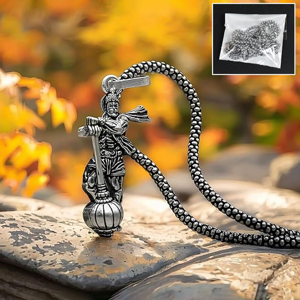 Divine Hanuman Gada Pendant Necklace: Spiritual Protection Jewelry for Men & Women