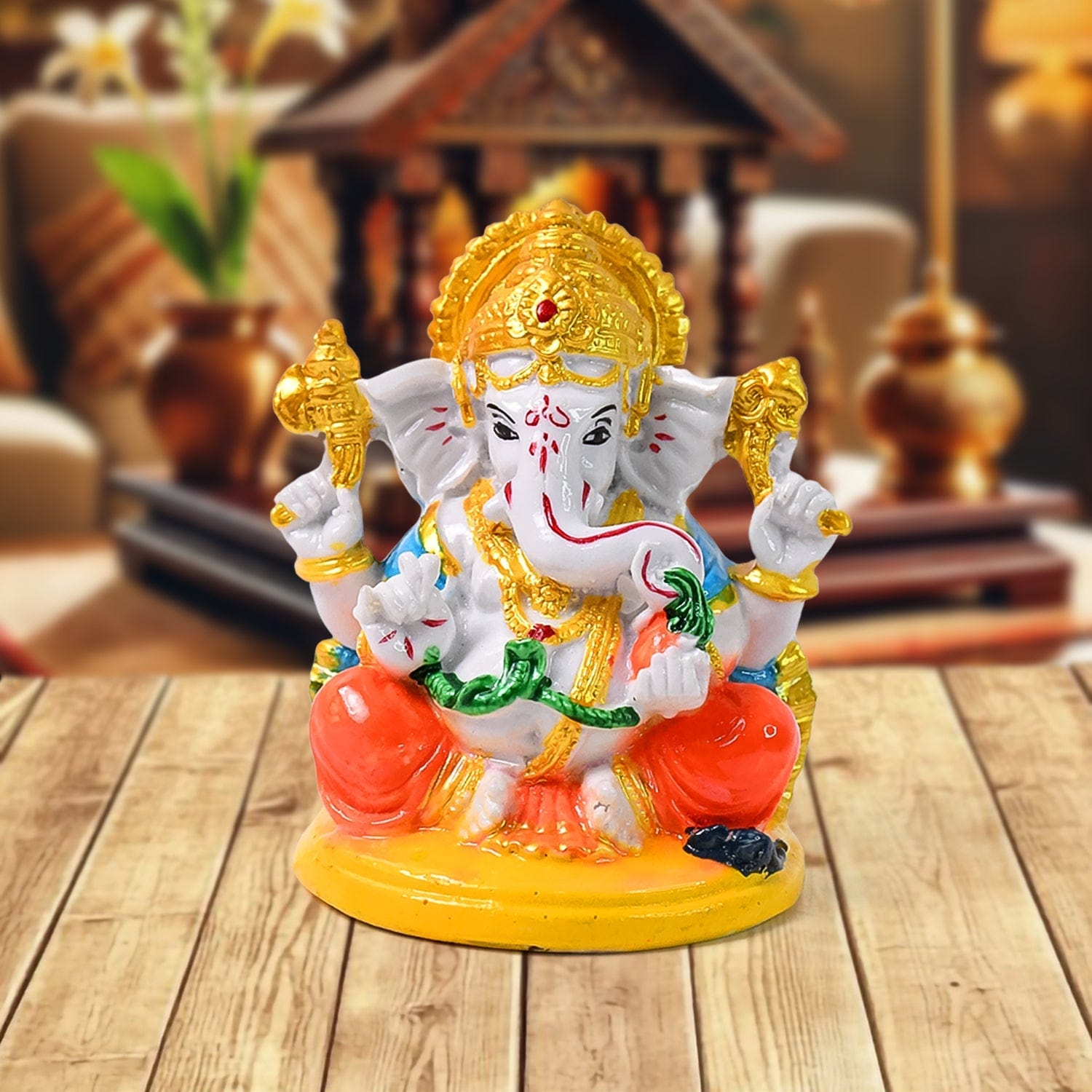 Divine Polyresin Ganesha Idol Statue, Ganpati Bappa Showpiece, Spiritual Home Decor Gift