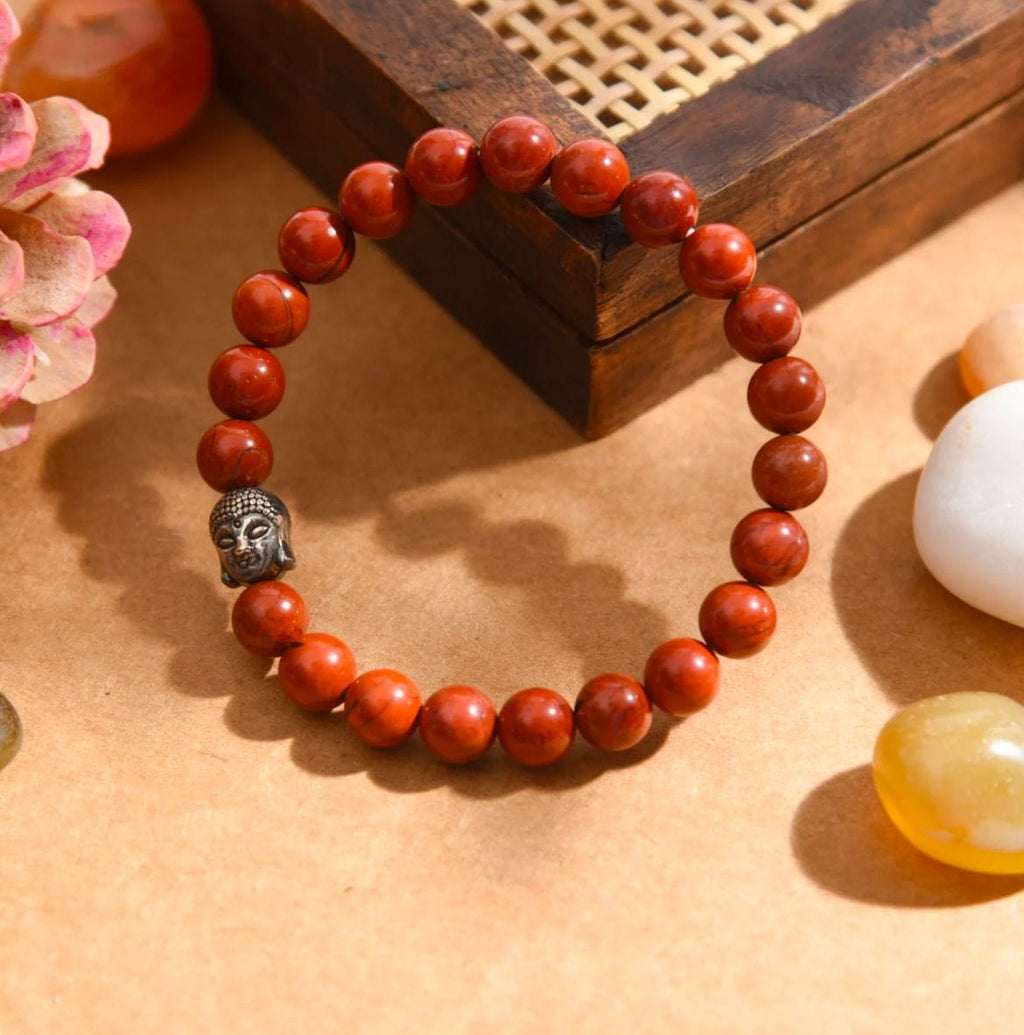 Authentic Red Jasper Crystal Bracelet for Endurance, Vitality, and Grounding Energy