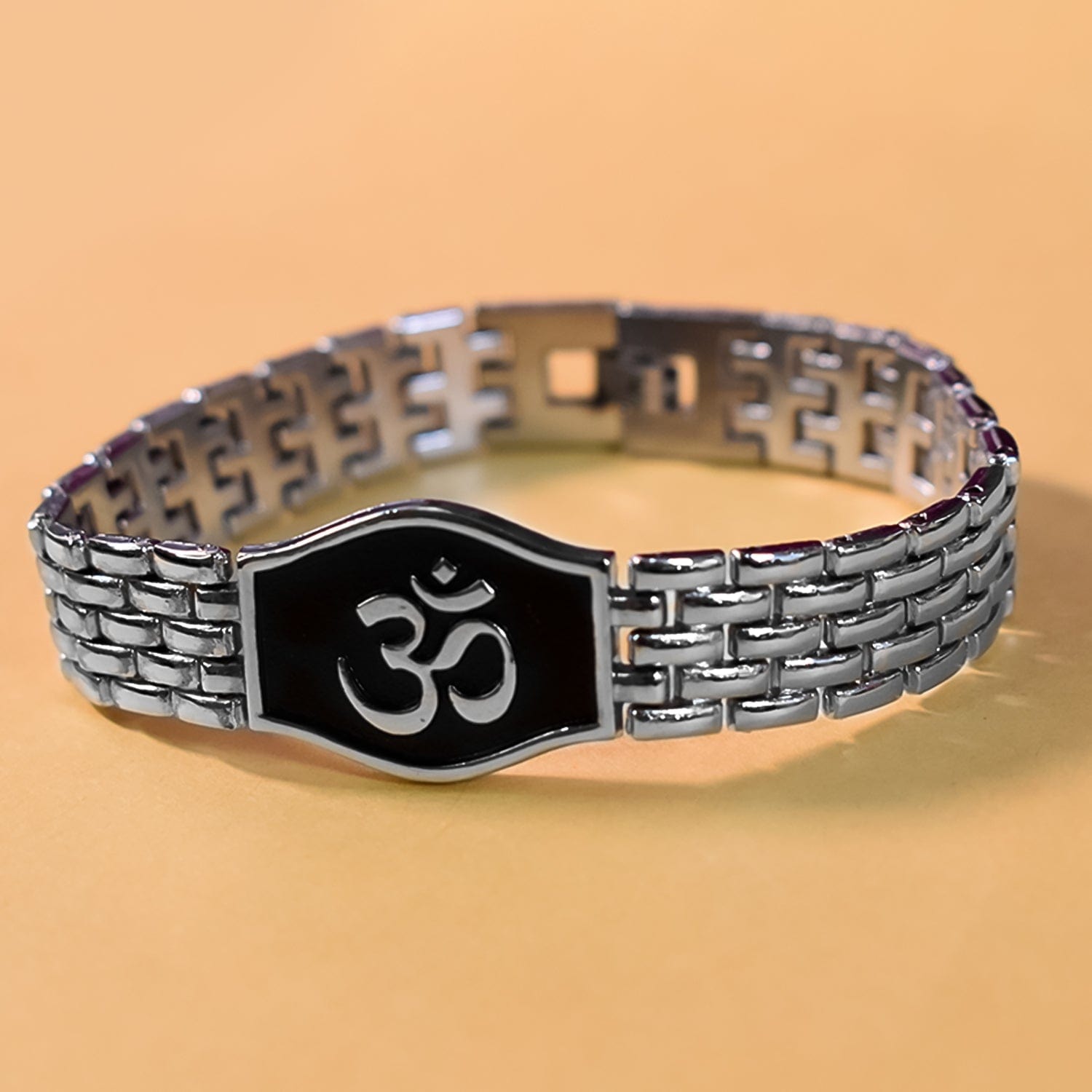 Elegant Silver-Tone Om Symbol Bracelet for Inner Peace & Spiritual Harmony