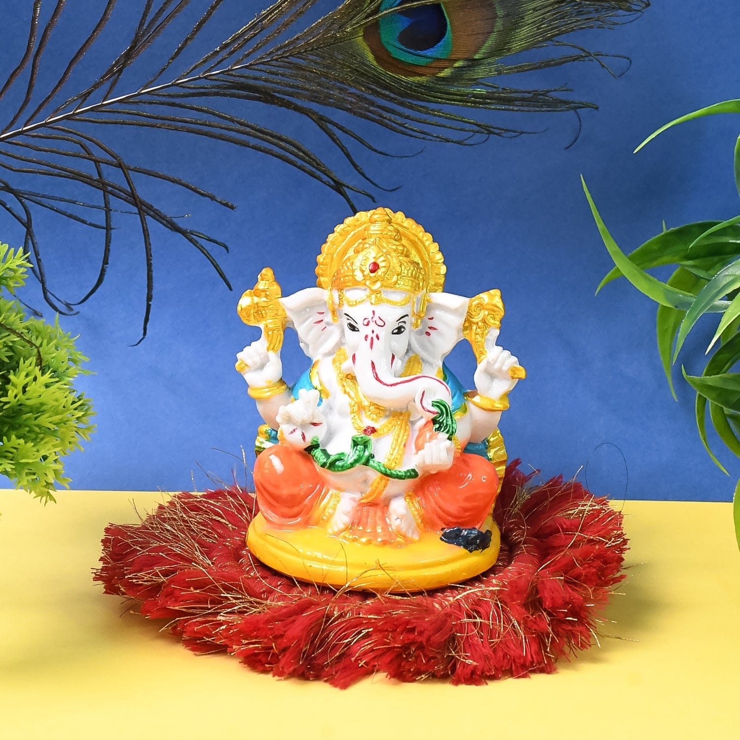 Divine Polyresin Ganesha Idol Statue, Ganpati Bappa Showpiece, Spiritual Home Decor Gift