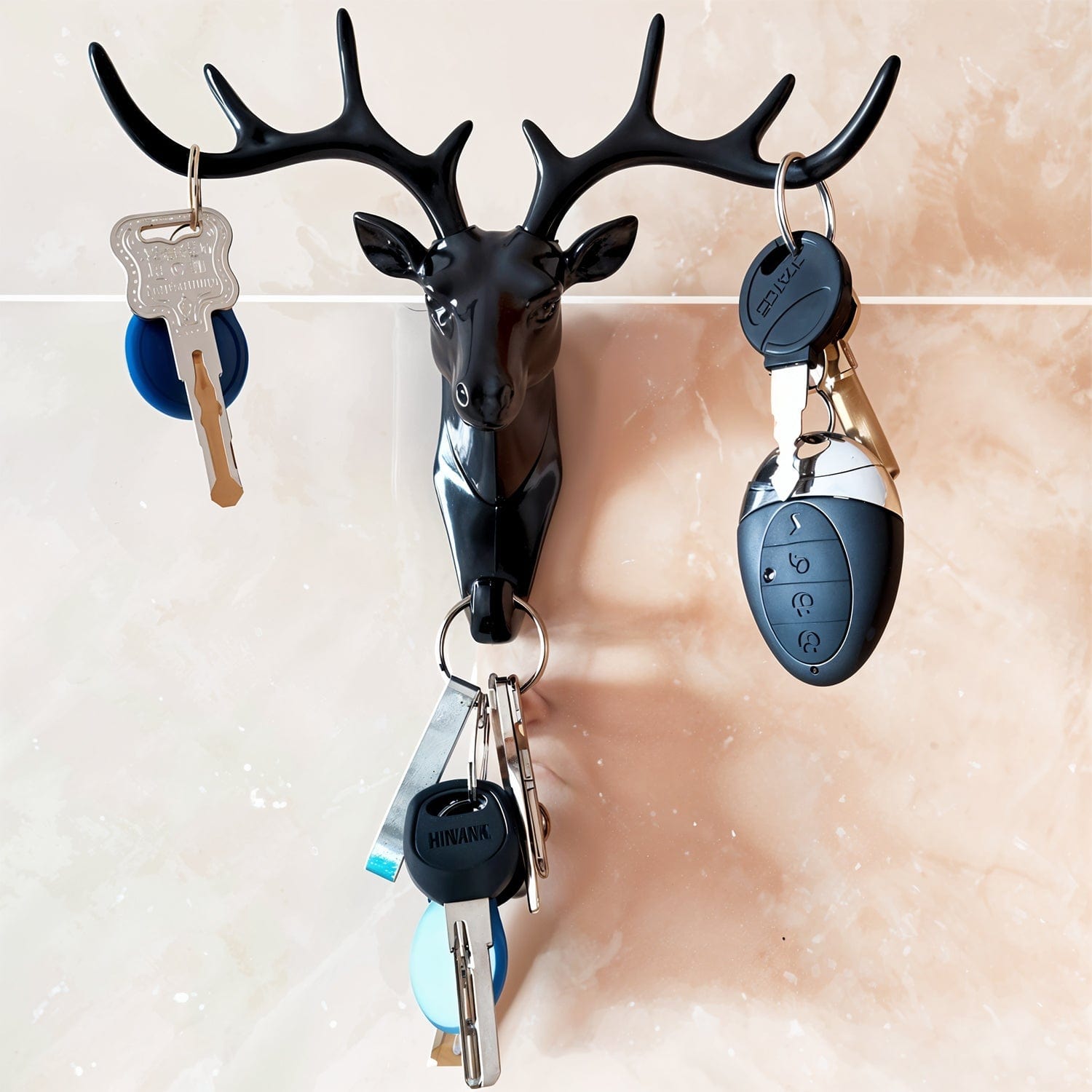 Elegant Deer Head Self-Adhesive Wall Hook Hanger - Multipurpose Resin Decor
