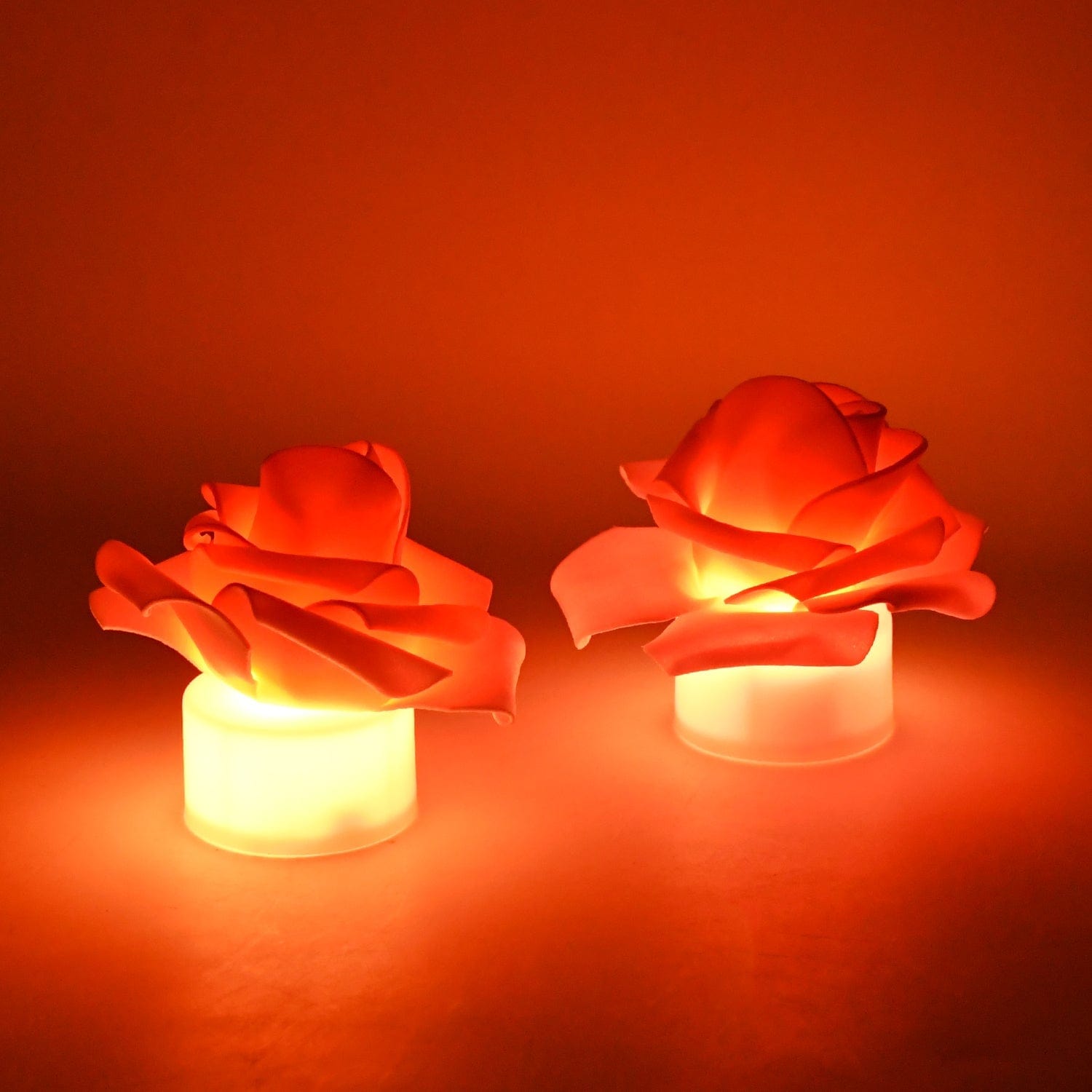 Elegant Rose Flower LED Flickering Tealight Candles - Flameless Decorative Glow 2-Pack