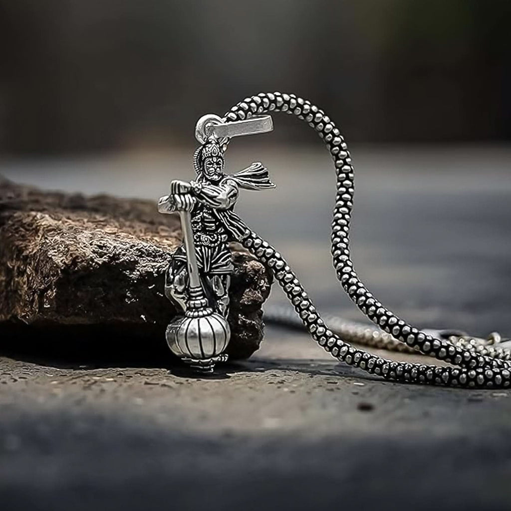 Divine Hanuman Gada Pendant Necklace: Spiritual Protection Jewelry for Men & Women