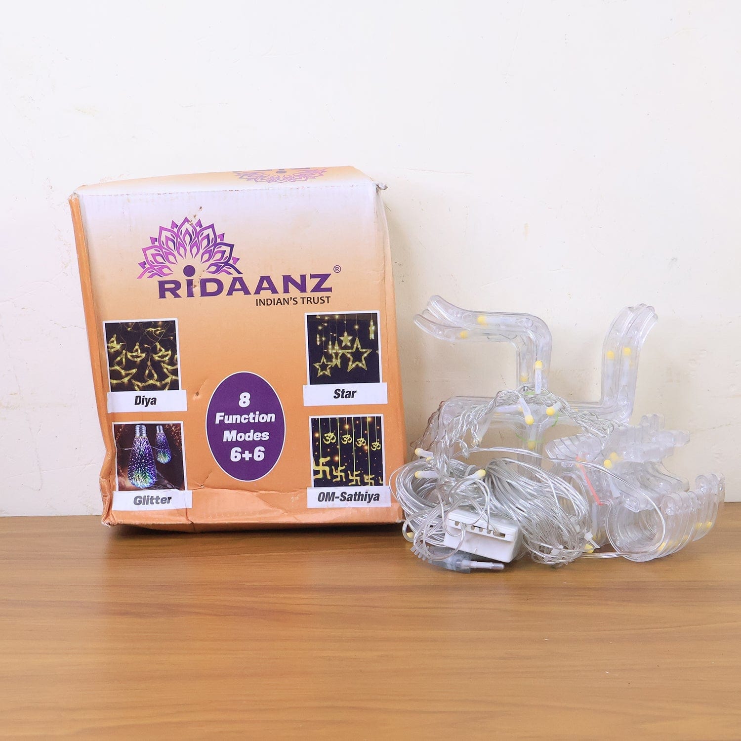 Vibrant Swastik Om LED Curtain Lights for Festive Diwali Home Decor 138 LEDs