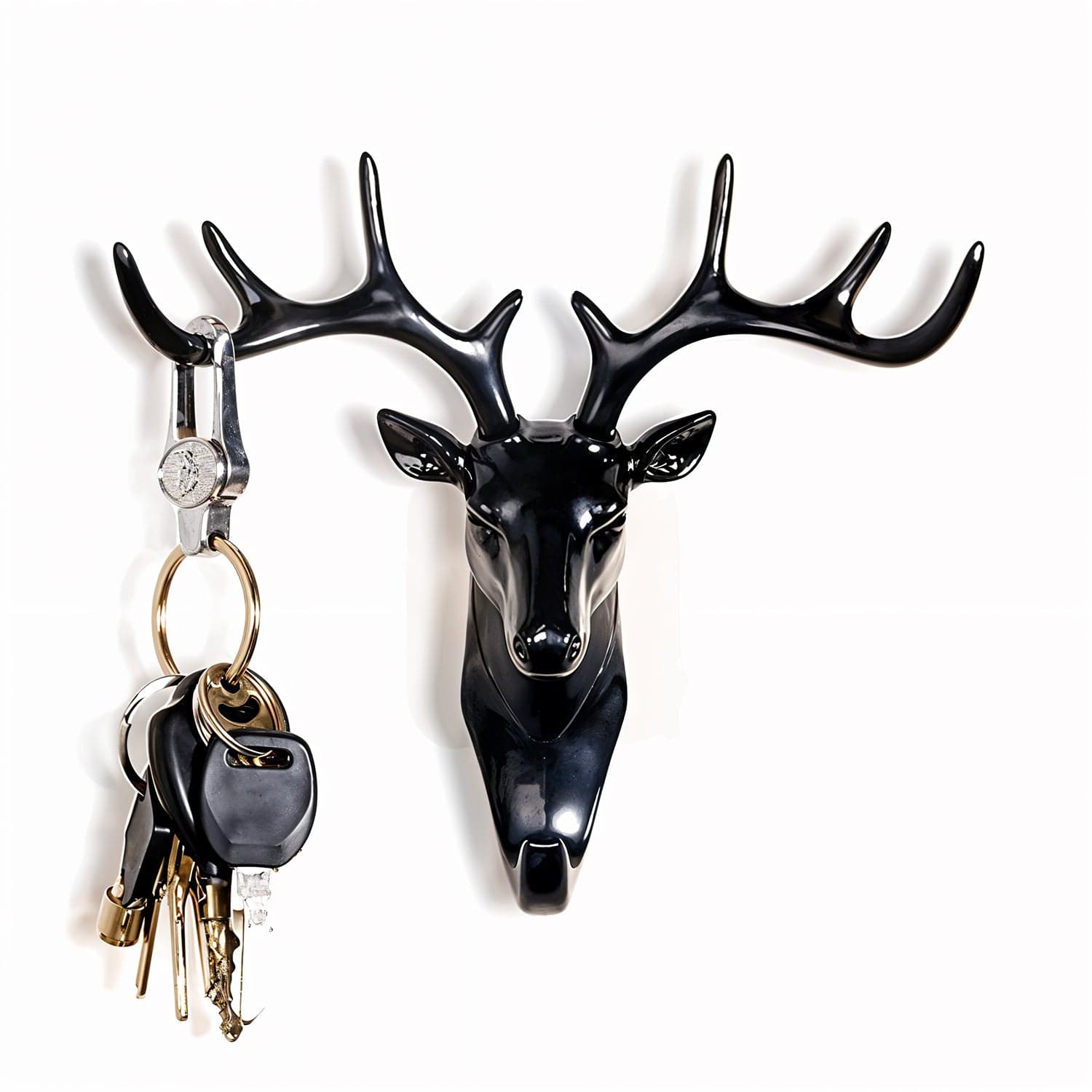 Elegant Deer Head Self-Adhesive Wall Hook Hanger - Multipurpose Resin Decor