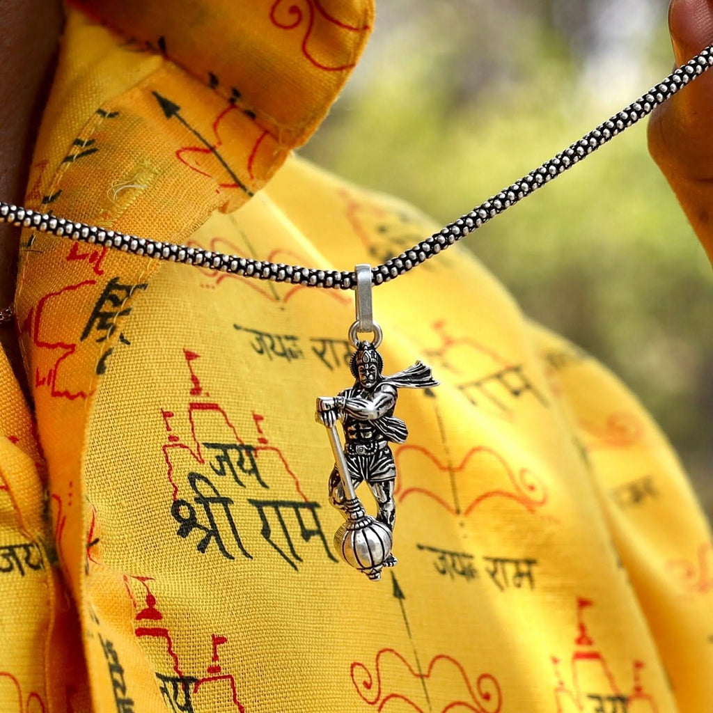 Divine Hanuman Gada Pendant Necklace: Spiritual Protection Jewelry for Men & Women