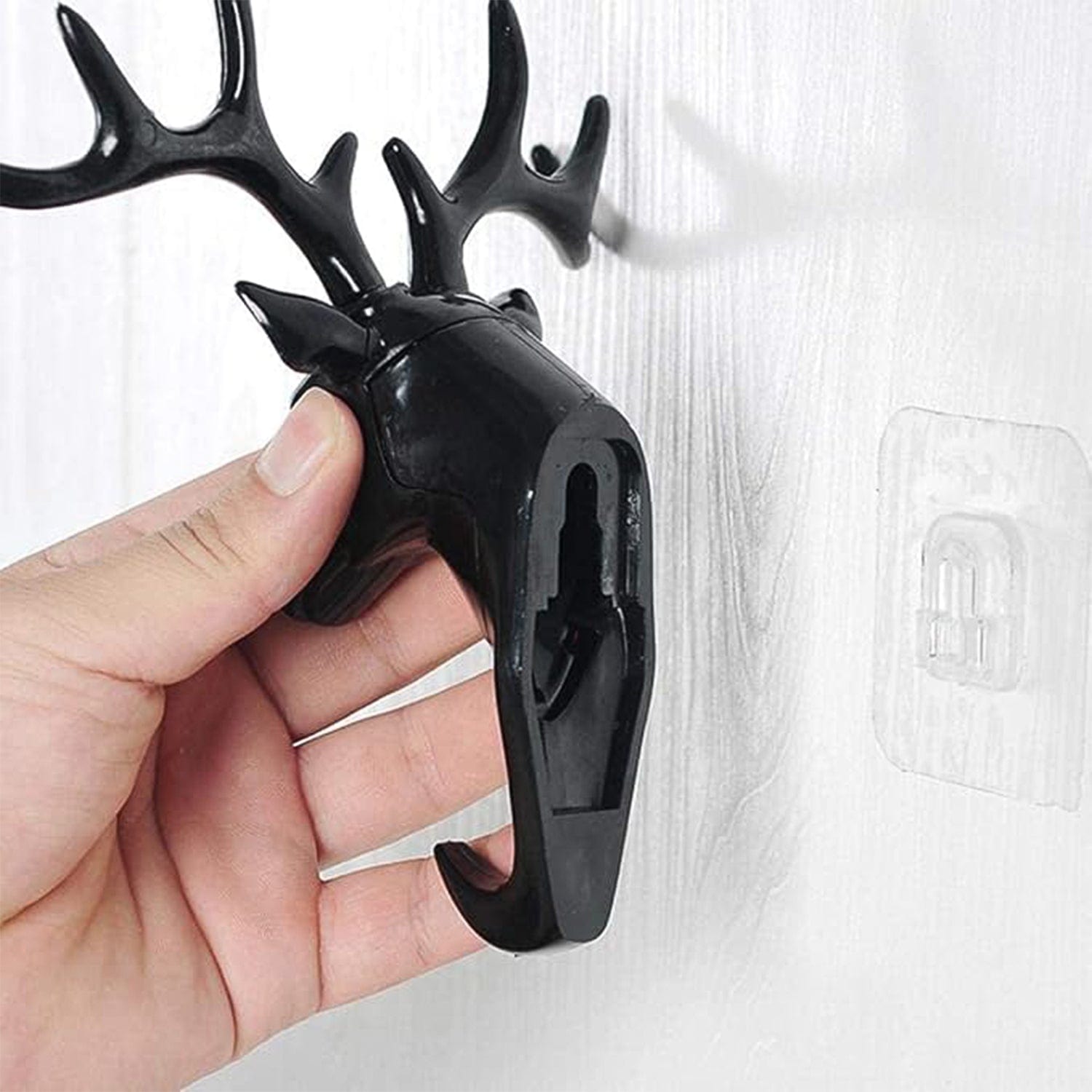 Elegant Deer Head Self-Adhesive Wall Hook Hanger - Multipurpose Resin Decor