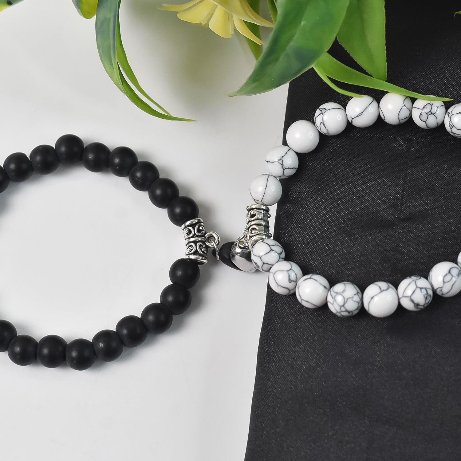 Magnetic Heart Couple Bracelets: Pearl Bead Friendship Bands, Adjustable Size, 1 Piece