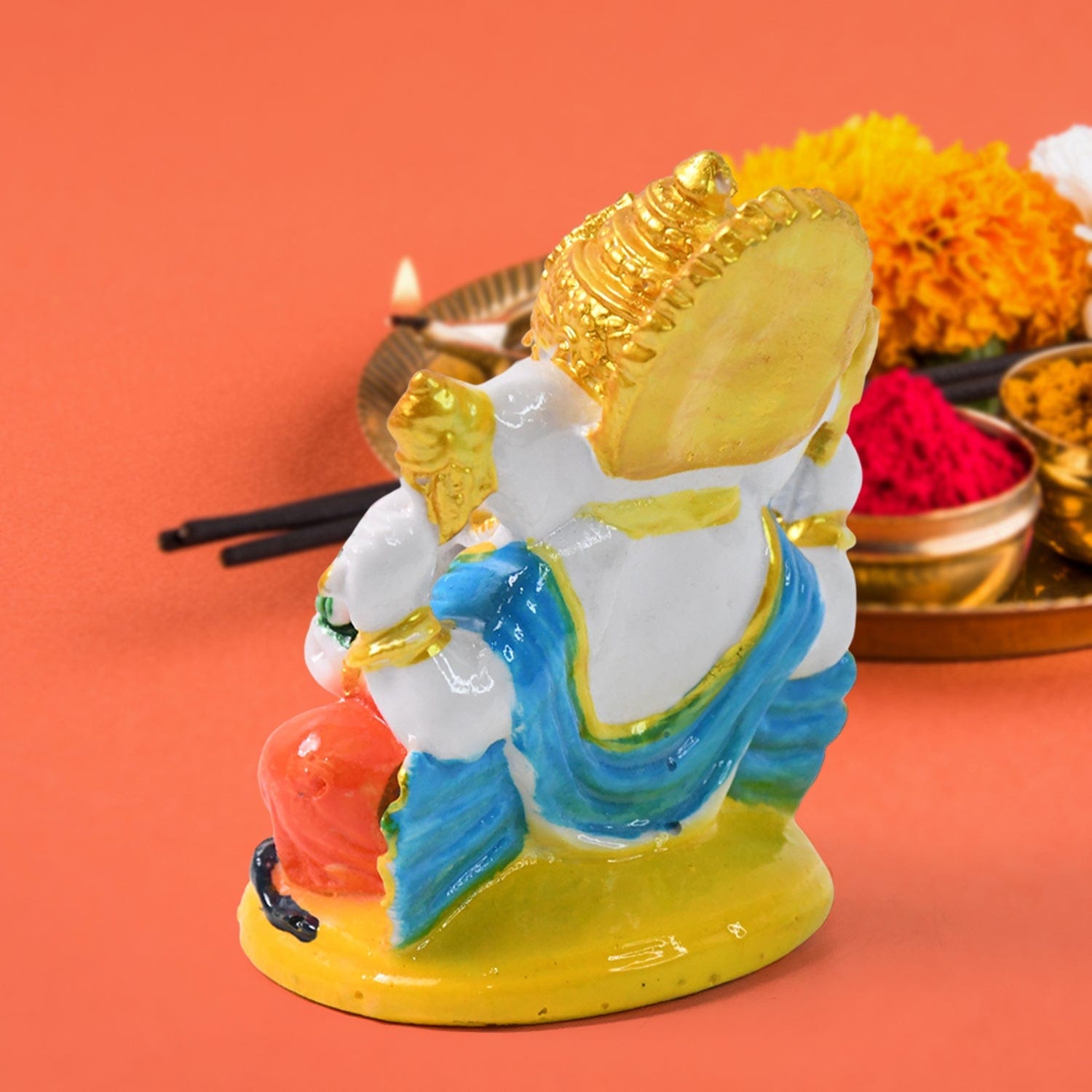 Divine Polyresin Ganesha Idol Statue, Ganpati Bappa Showpiece, Spiritual Home Decor Gift