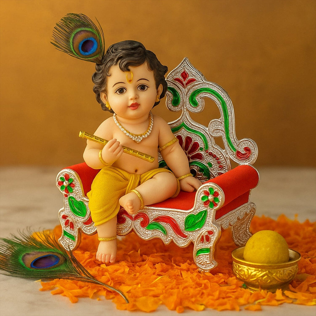 Intricate Decorative Plastic Singhasan for Laddu Gopal, Krishna, Ganesha Idols