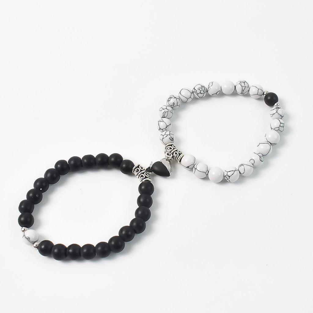 Magnetic Heart Couple Bracelets: Pearl Bead Friendship Bands, Adjustable Size, 1 Piece