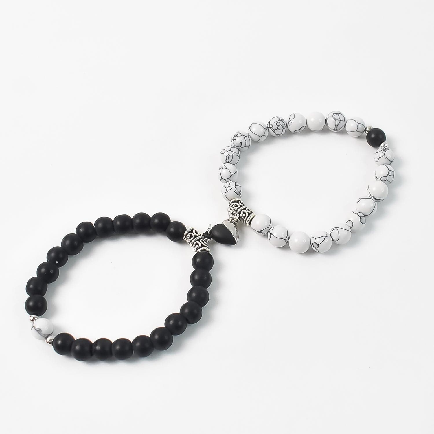 Magnetic Heart Couple Bracelets: Pearl Bead Friendship Bands, Adjustable Size, 1 Piece