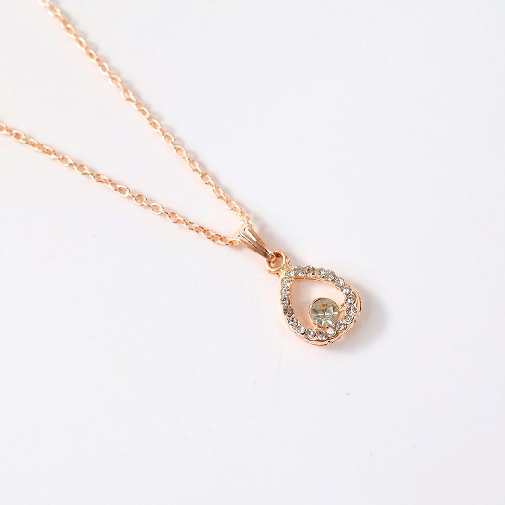 Elegant Gold Teardrop Pendant Necklace for Women - Shimmering Crystal Rhinestone Choker