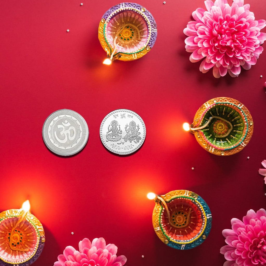 Exquisite Goddess Lakshmi Silver Plated Pooja Coin for Devotional Gifting