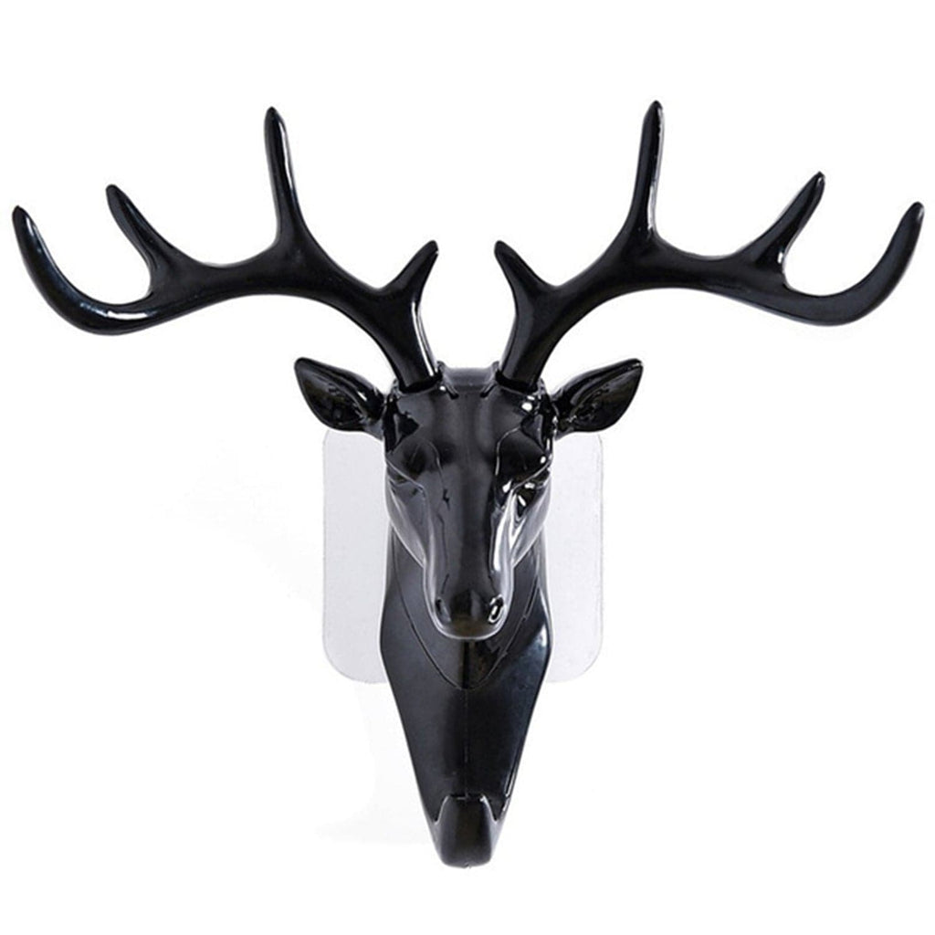 Elegant Deer Head Self-Adhesive Wall Hook Hanger - Multipurpose Resin Decor