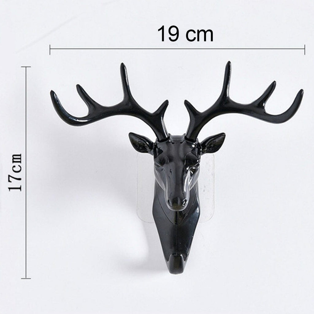 Elegant Deer Head Self-Adhesive Wall Hook Hanger - Multipurpose Resin Decor