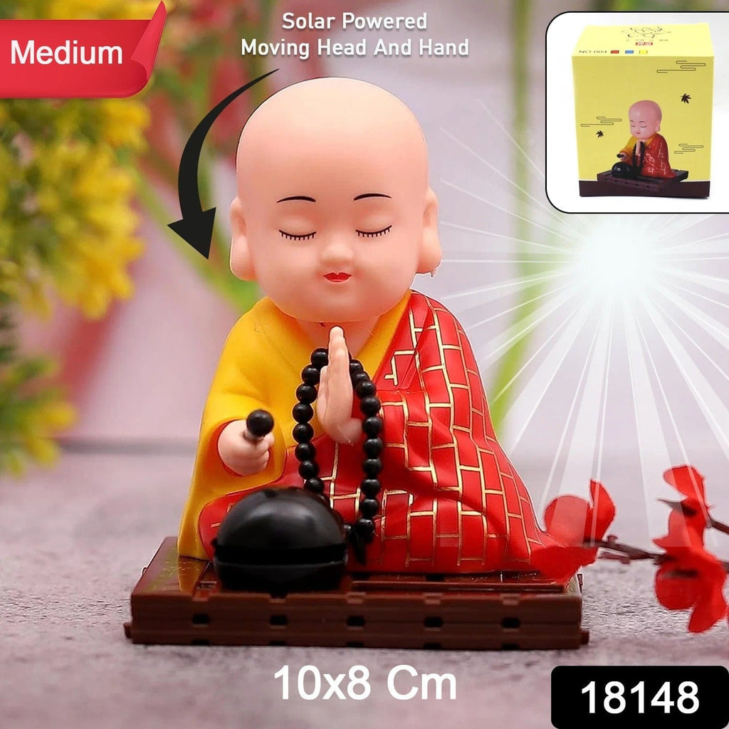 Solar Powered Sitting Buddha Statue: Moving Head & Hand, Eco-Friendly Home Car Decor