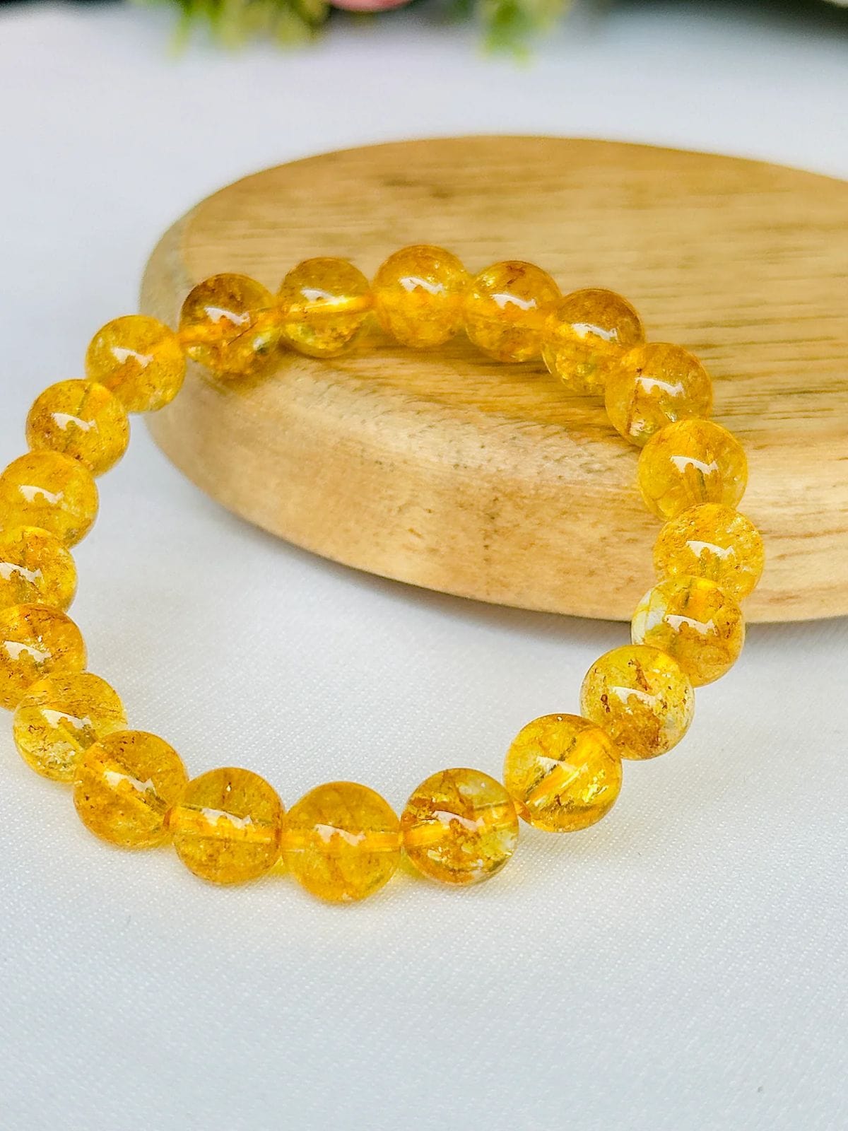 Natural Citrine Yellow Crystal Healing Energy Prosperity Gemstone Bracelet