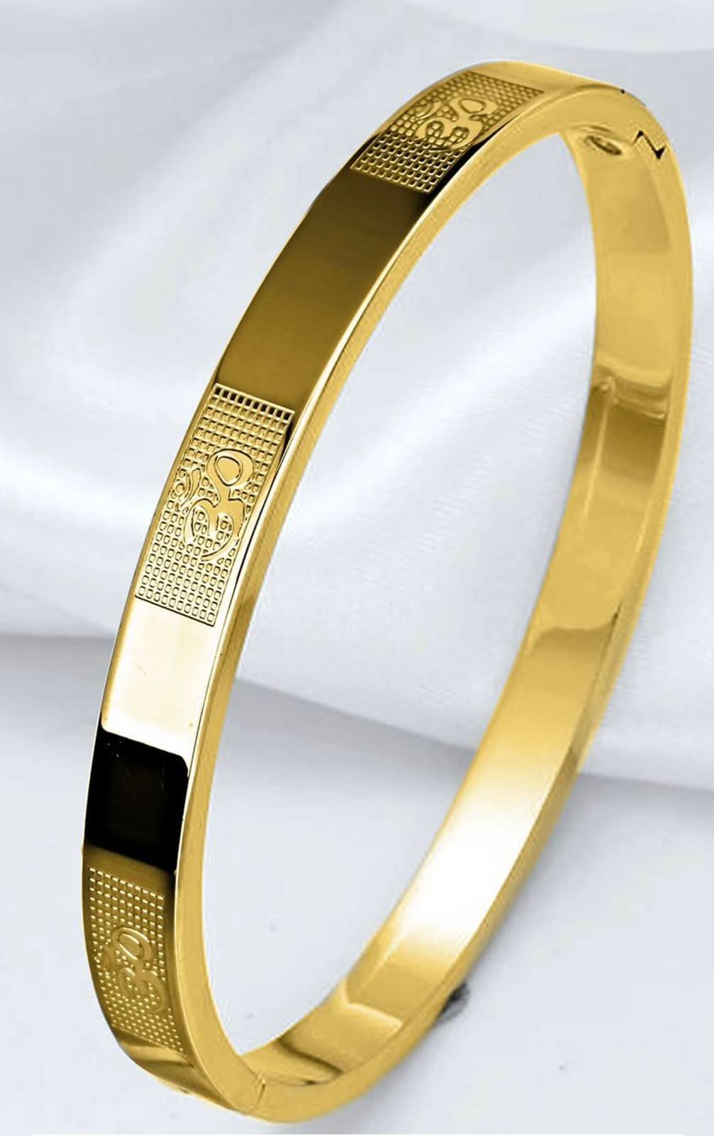 Shree Ram Kada Gold-Plated Stainless Steel Bracelet for Men and Boys