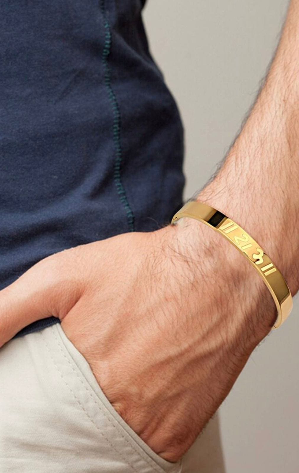 Golden Shree Ram Engraved Anti-Tarnish Stainless Steel Kada Bracelet Men