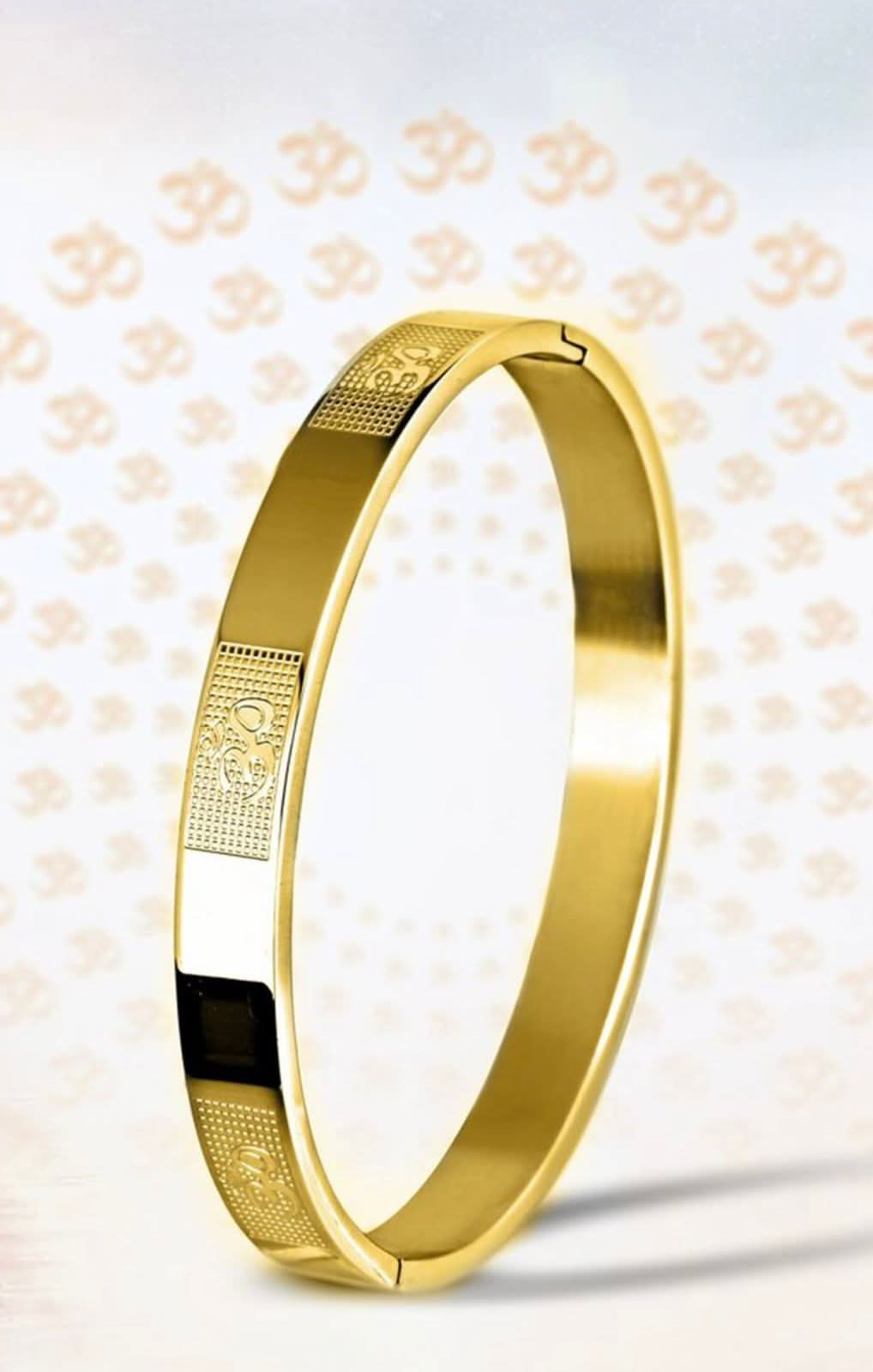Shree Ram Kada Gold-Plated Stainless Steel Bracelet for Men and Boys