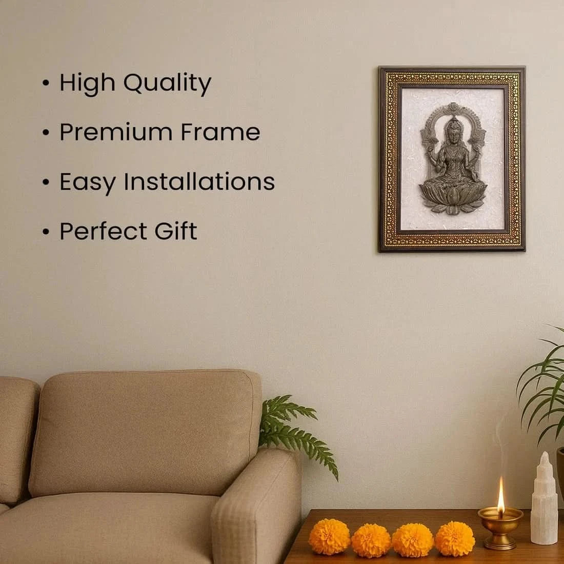 Pyrite Lakshmi Ji on Selenite Frame