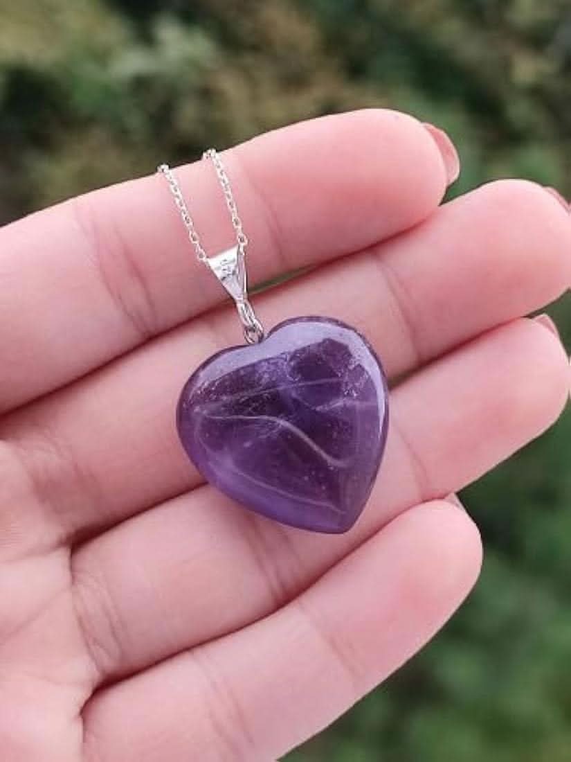Natural amethyst pendant heart shaped