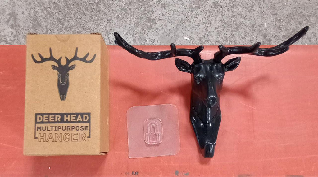 Elegant Deer Head Self-Adhesive Wall Hook Hanger - Multipurpose Resin Decor
