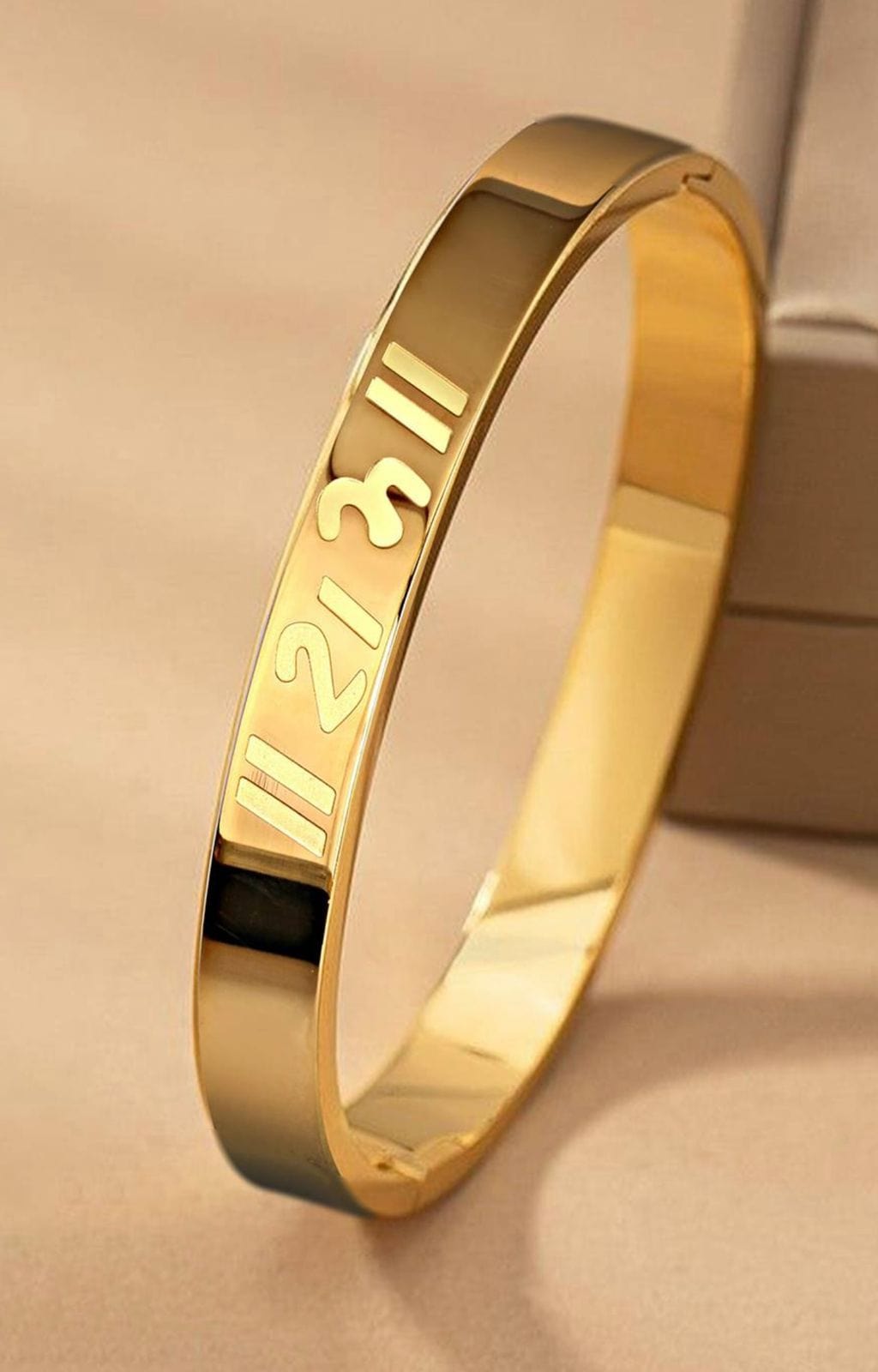 Golden Shree Ram Engraved Anti-Tarnish Stainless Steel Kada Bracelet Men