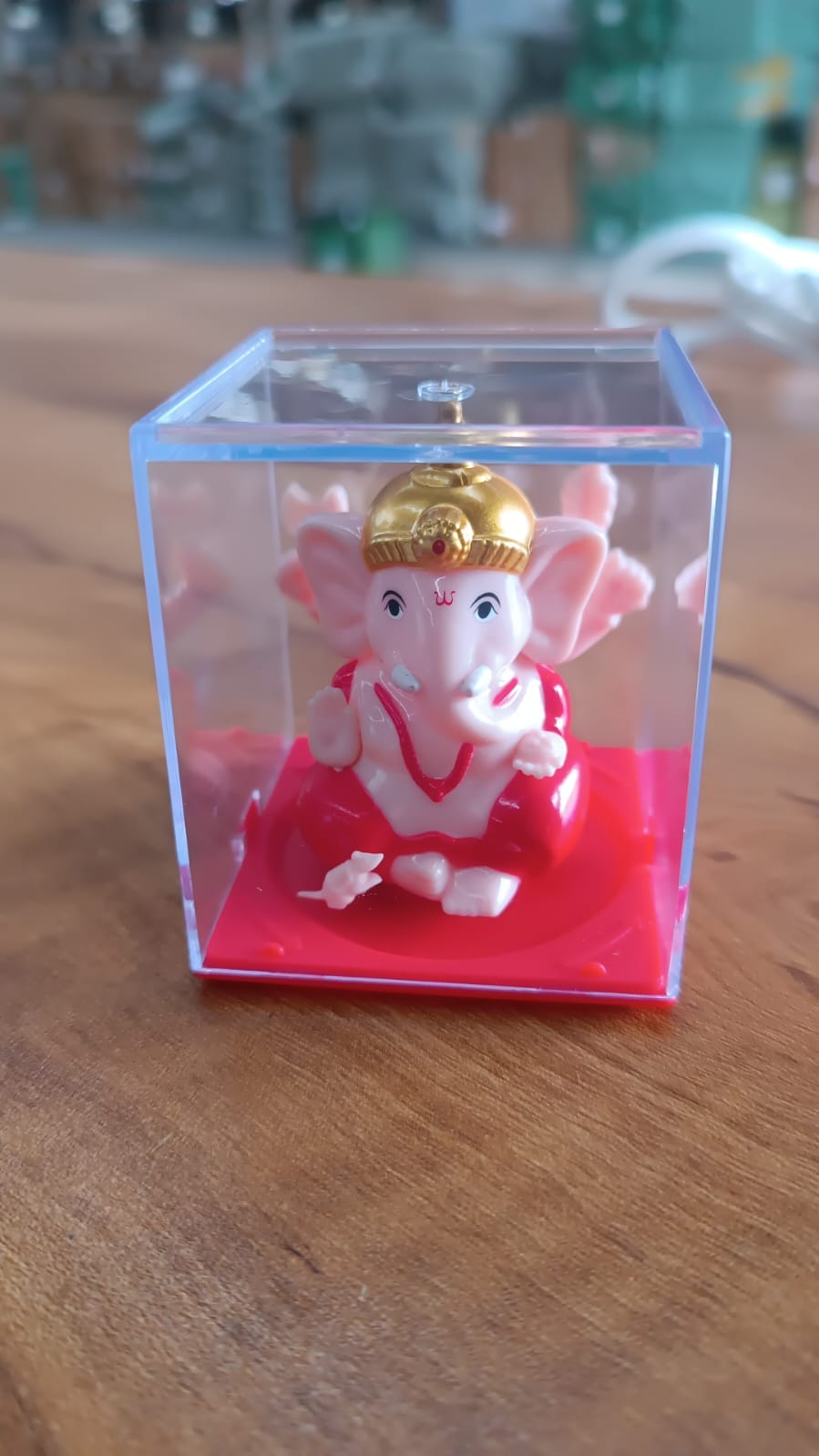Exquisite Small Lord Ganesh Idol in Clear Display Case for Home Decor