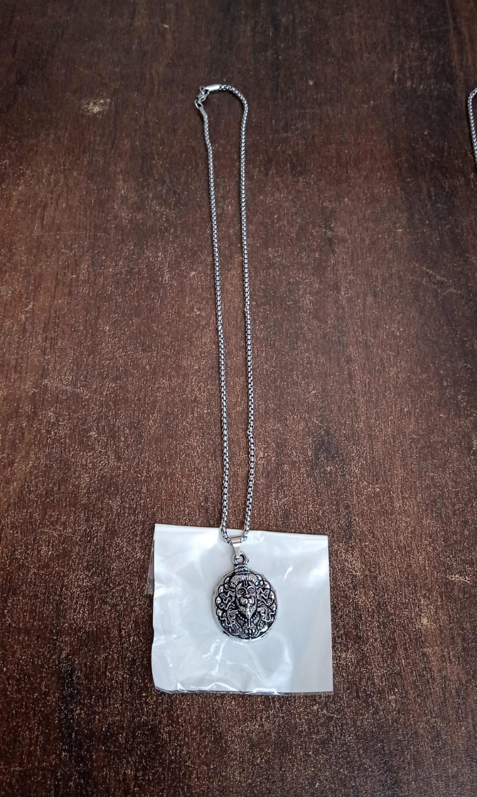 Powerful Hanuman Face Locket Chain Necklace, Silver Zinc Metal, Devotion Pendant