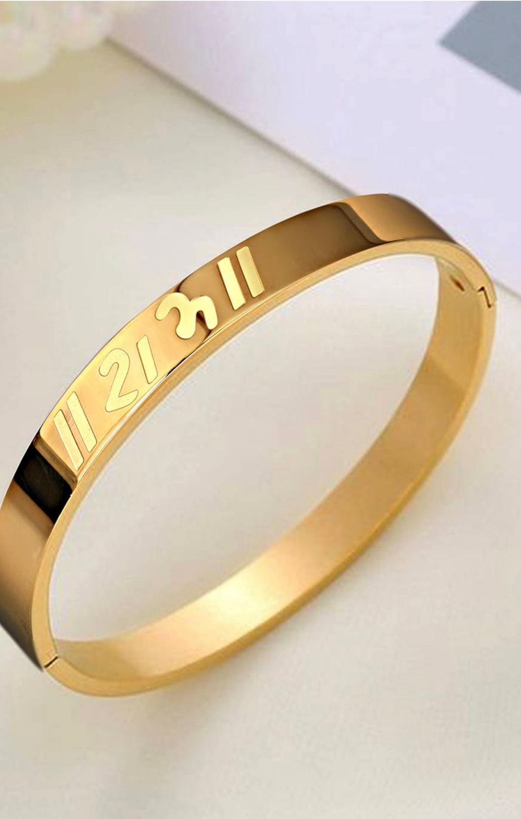 Golden Shree Ram Engraved Anti-Tarnish Stainless Steel Kada Bracelet Men