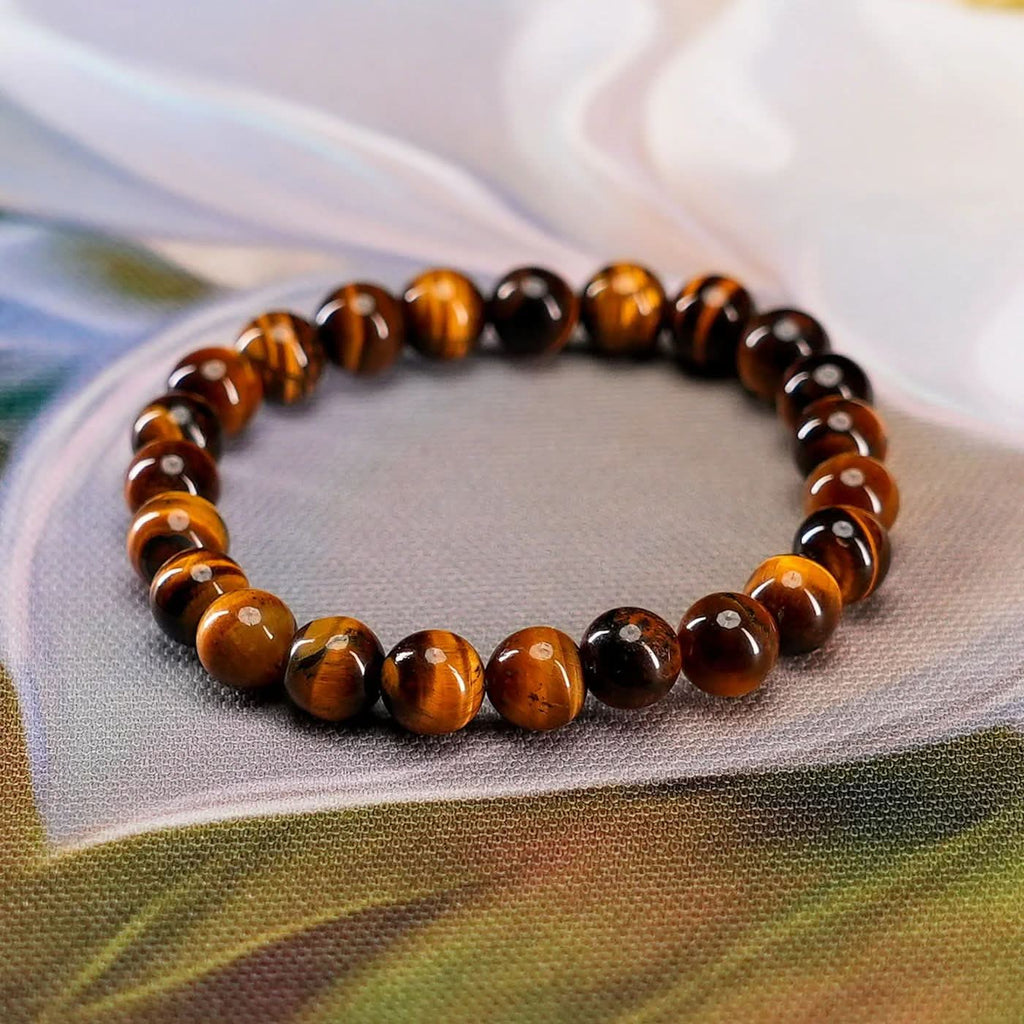 Natural Tiger Eye Gemstone Beaded Bracelet for Men, Women, Kids