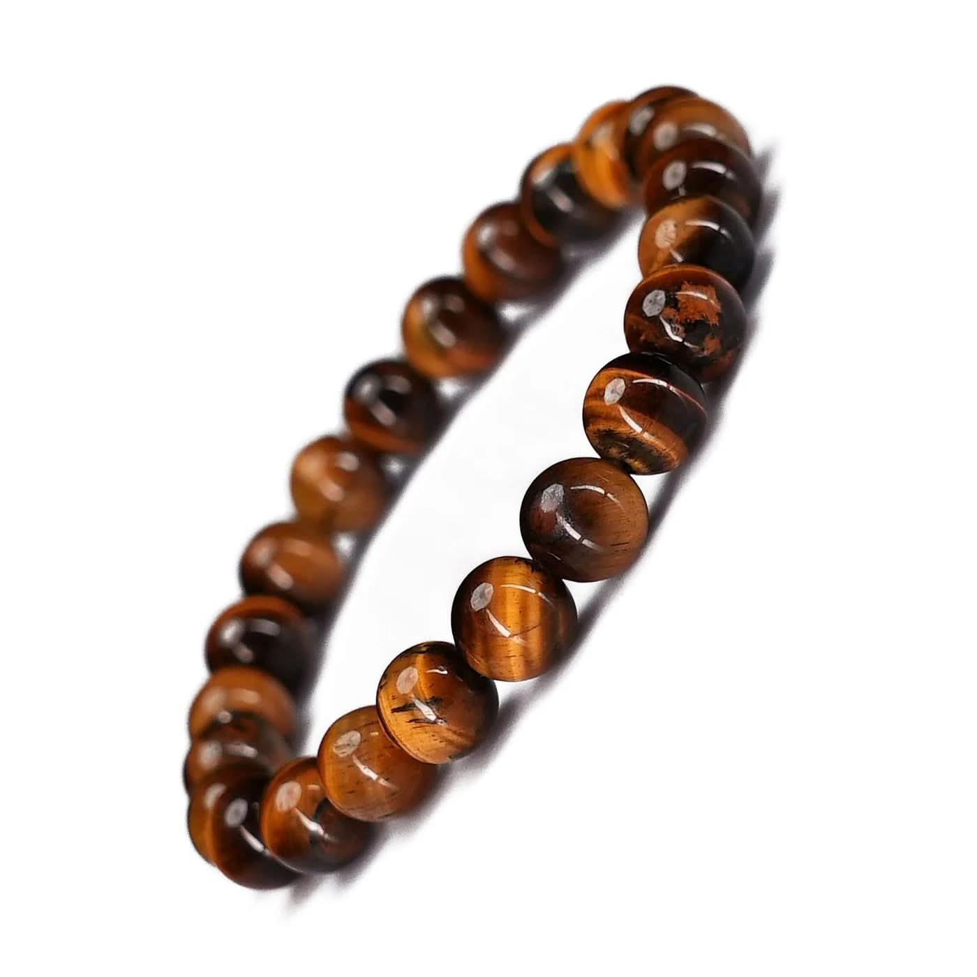 Natural Tiger Eye Gemstone Beaded Bracelet for Men, Women, Kids