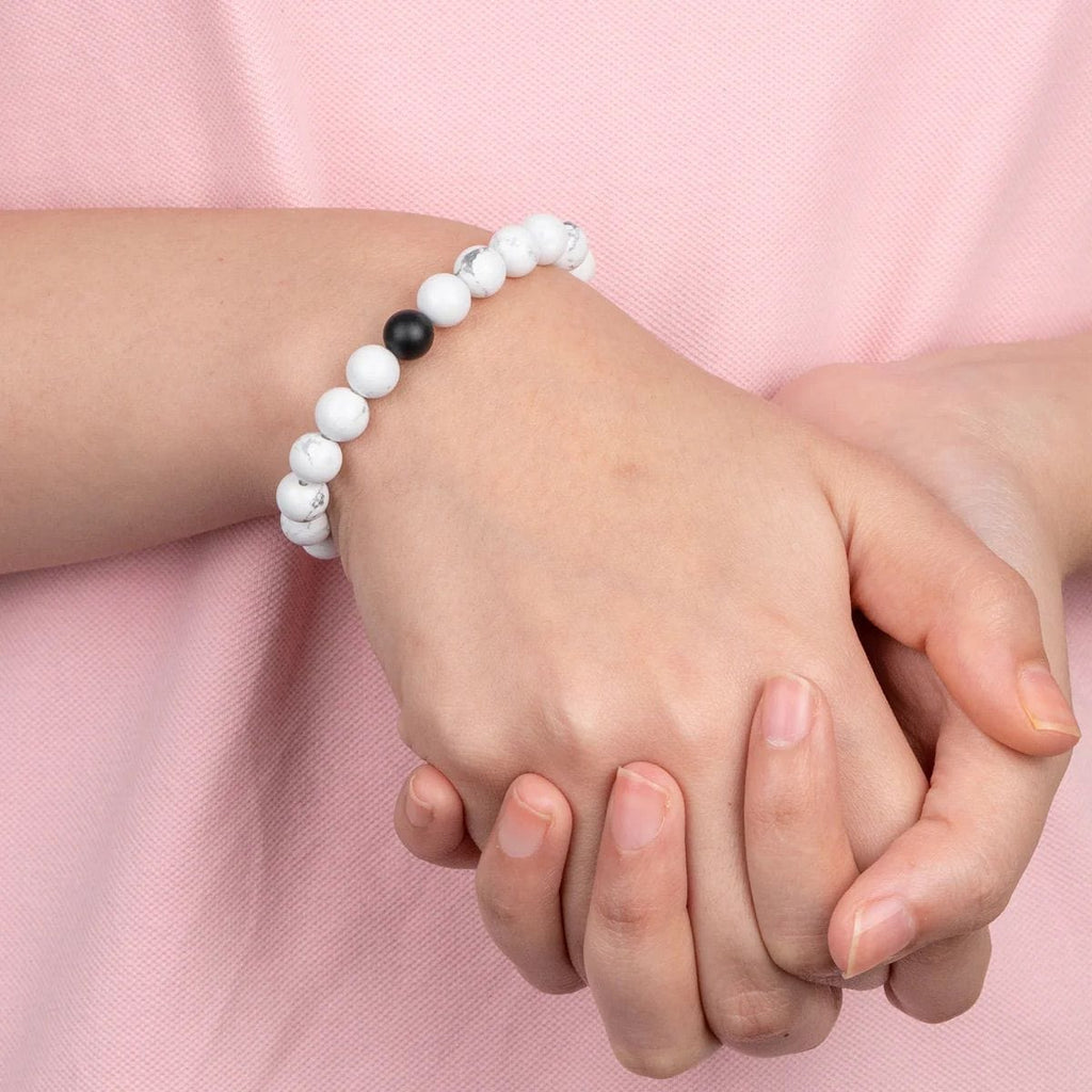Adjustable Natural Stone Yin Yang Couple Bracelets - Matching Friendship Set