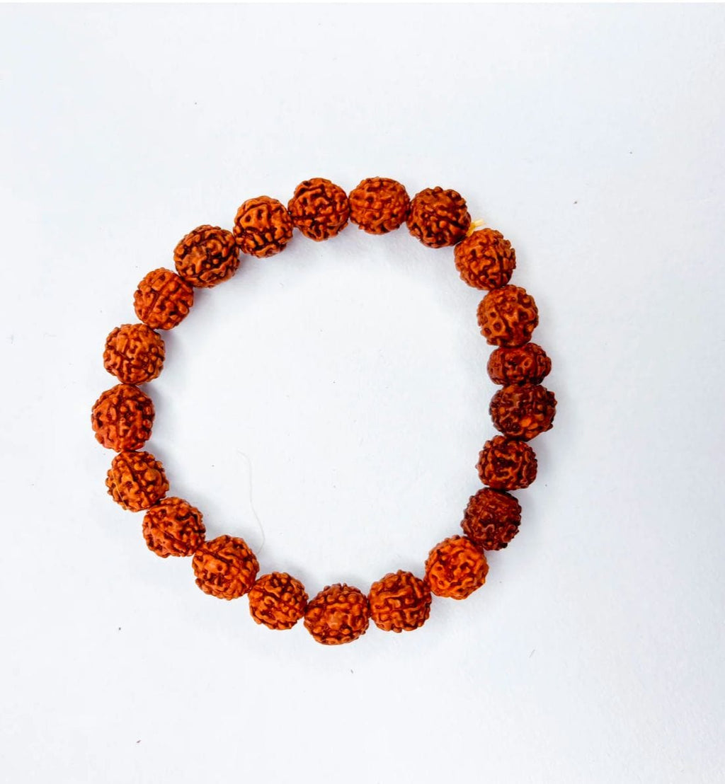 Premium Natural Rudraksha Bead Bracelet Elastic Adjustable for Men & Women