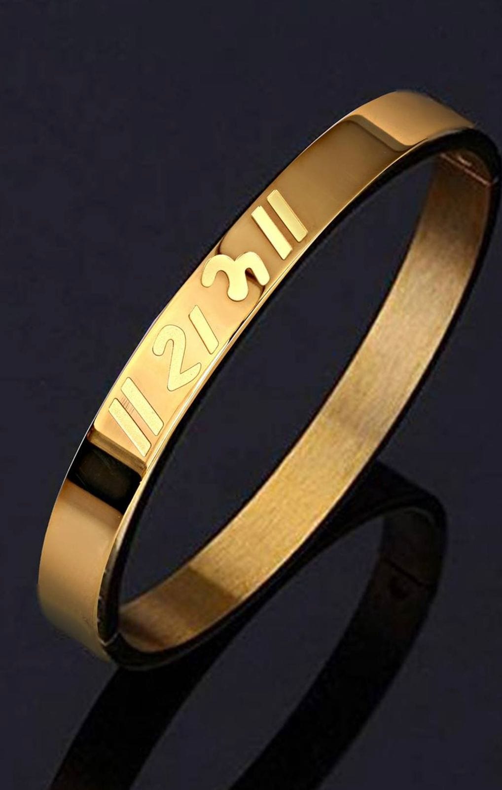 Golden Shree Ram Engraved Anti-Tarnish Stainless Steel Kada Bracelet Men