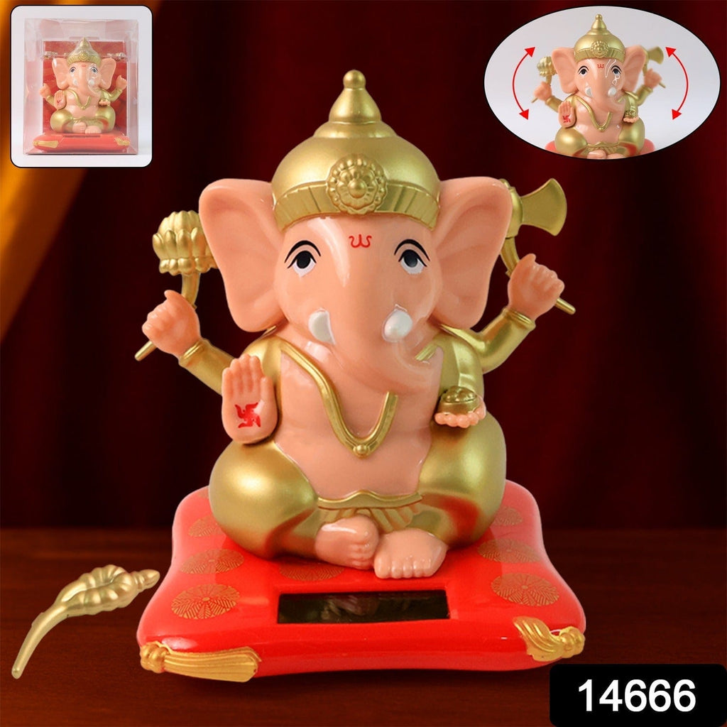 Solar-Powered Dancing Ganesha Idol: Eco-Friendly Car Dashboard & Home Decor Showpiece