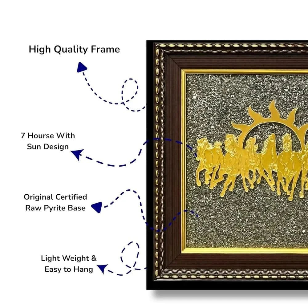 7 Horses on Raw Pyrite Frame
