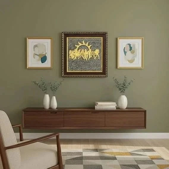 7 Horses on Raw Pyrite Frame