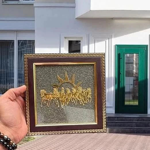 7 Horses on Raw Pyrite Frame