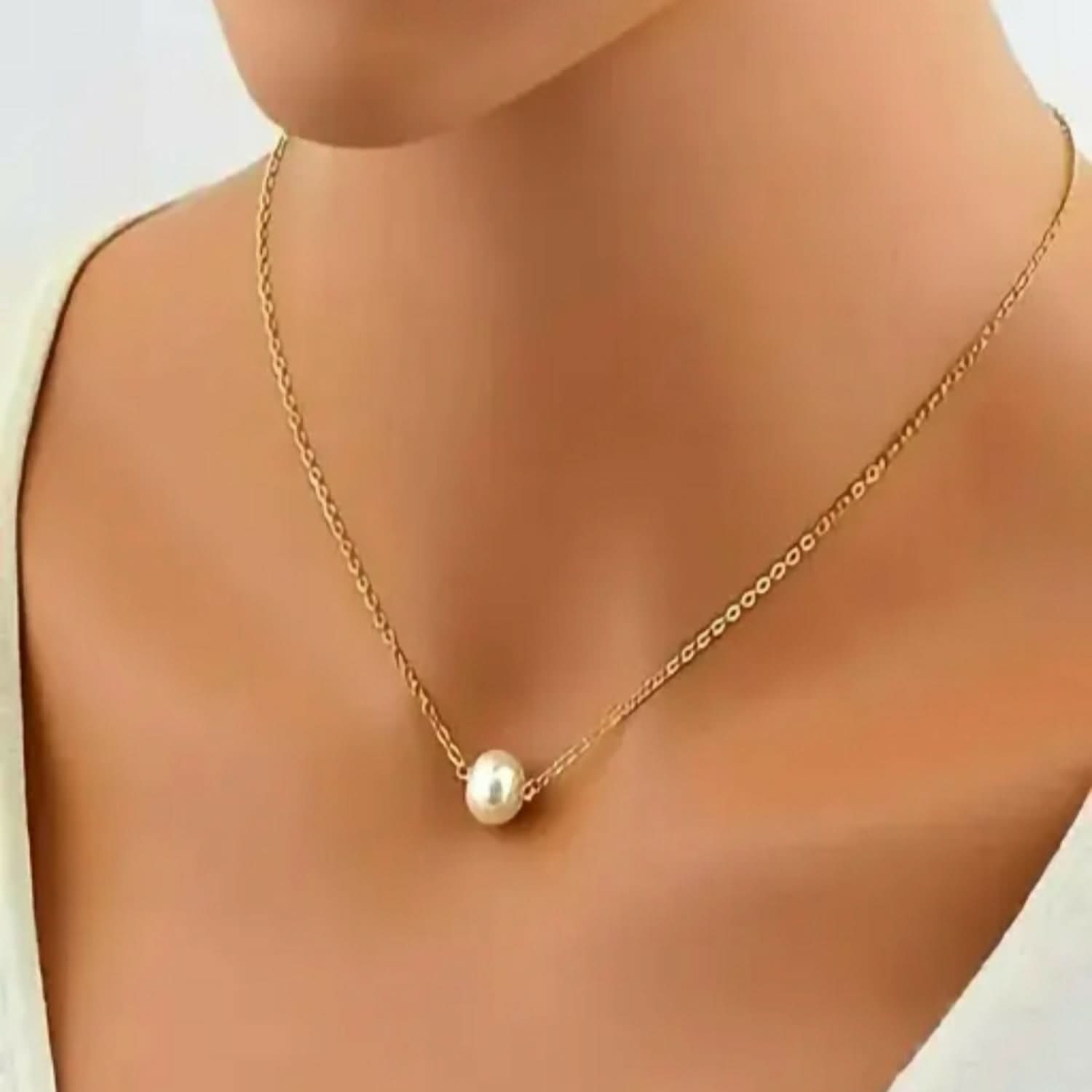 Elegant Gold Plated Pearl Necklace Chain for Women and Girls - Korean Style