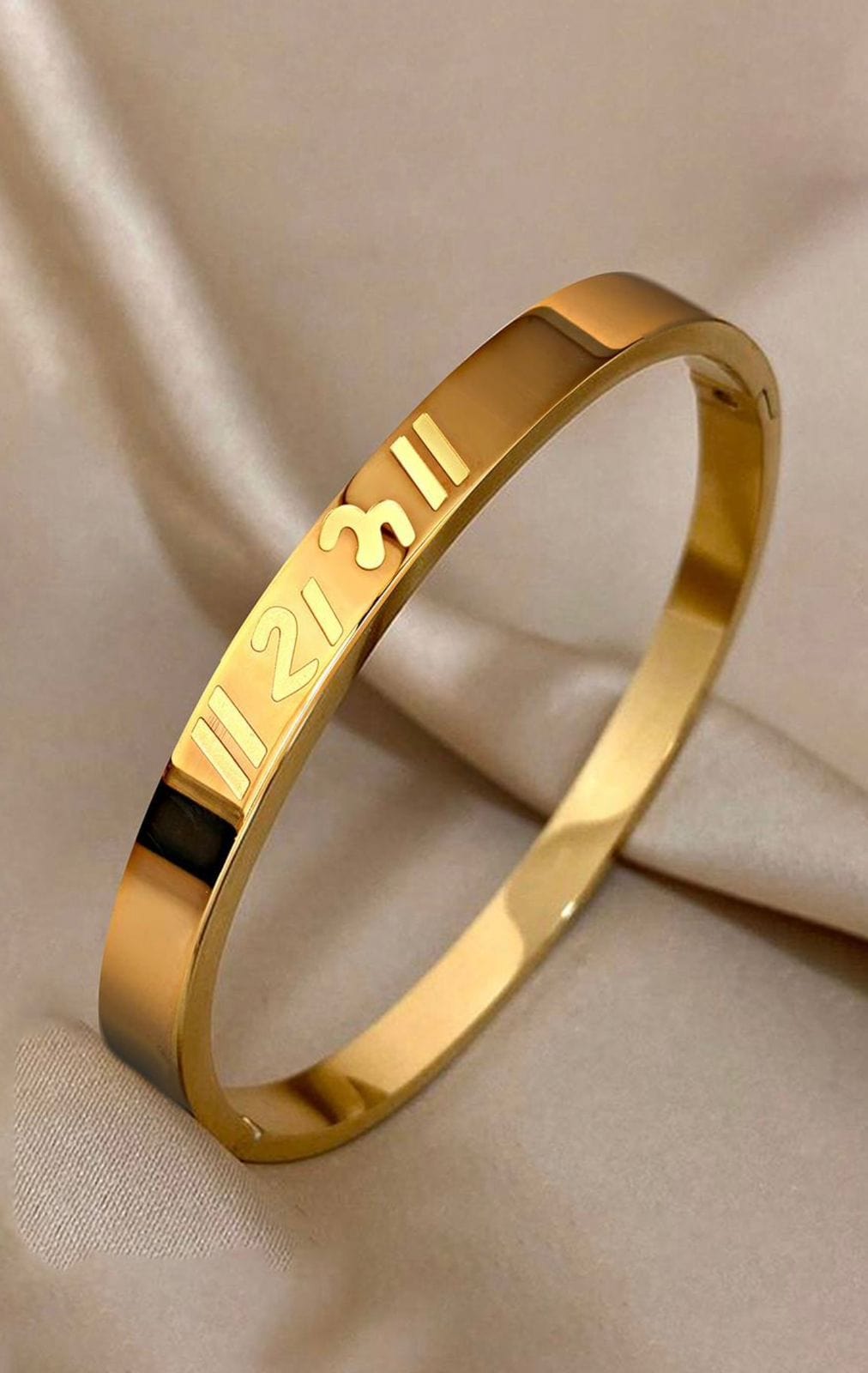 Golden Shree Ram Engraved Anti-Tarnish Stainless Steel Kada Bracelet Men