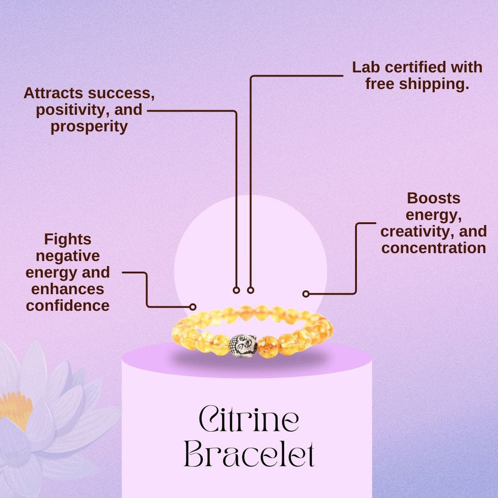 Natural Citrine Yellow Crystal Healing Energy Prosperity Gemstone Bracelet