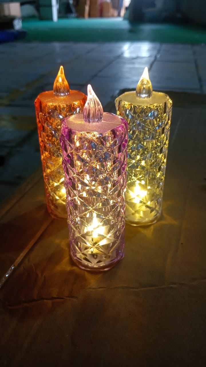 Sparkling LED Crystal Glitter Swirling Battery Operated Home Decor Candle