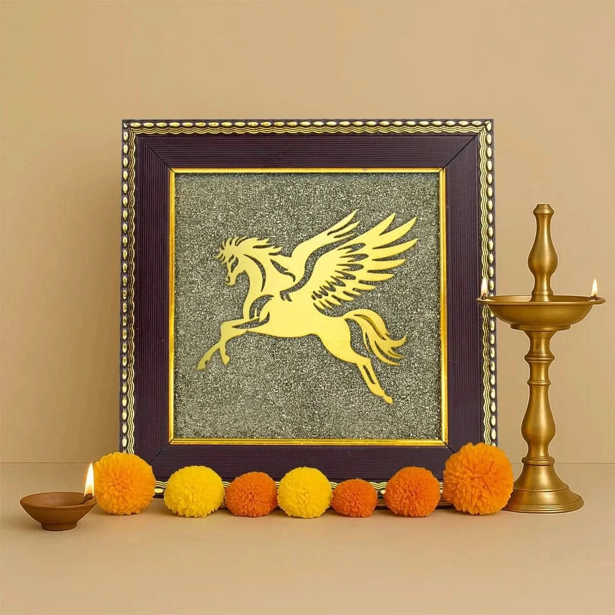 Flying Horse on Raw Pyrite Frame