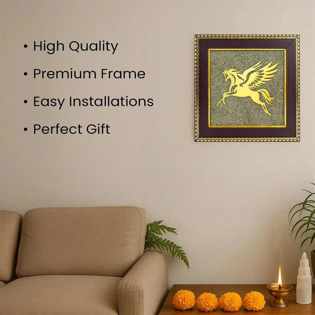 Flying Horse on Raw Pyrite Frame