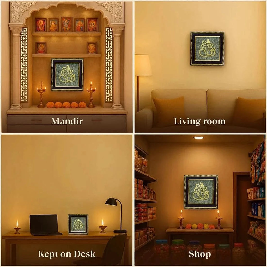 Ganesh Ji on Raw Pyrite Frame